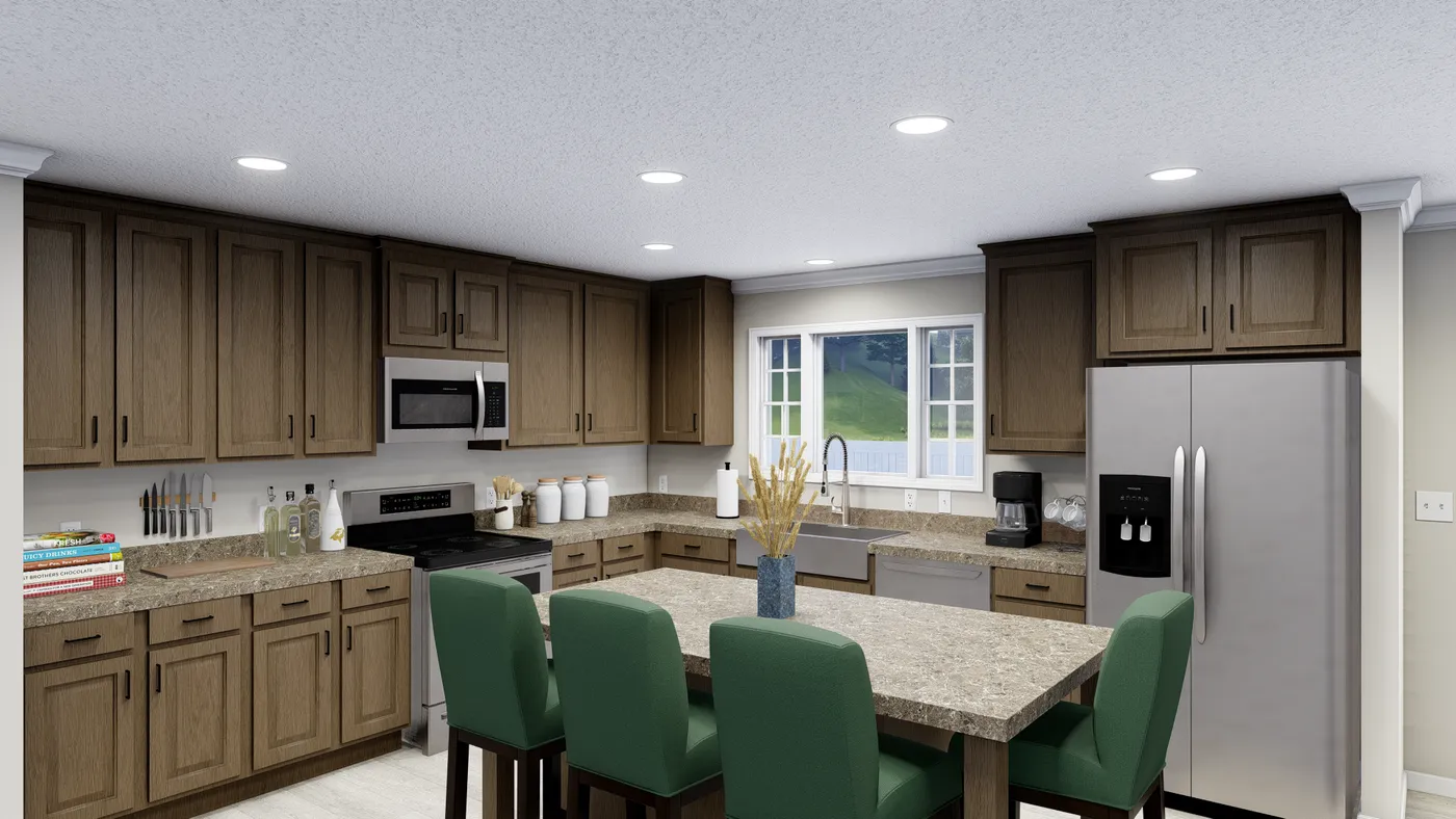 The PINEHURST 3104 Kitchen. This Manufactured Mobile Home features 3 bedrooms and 2 baths.