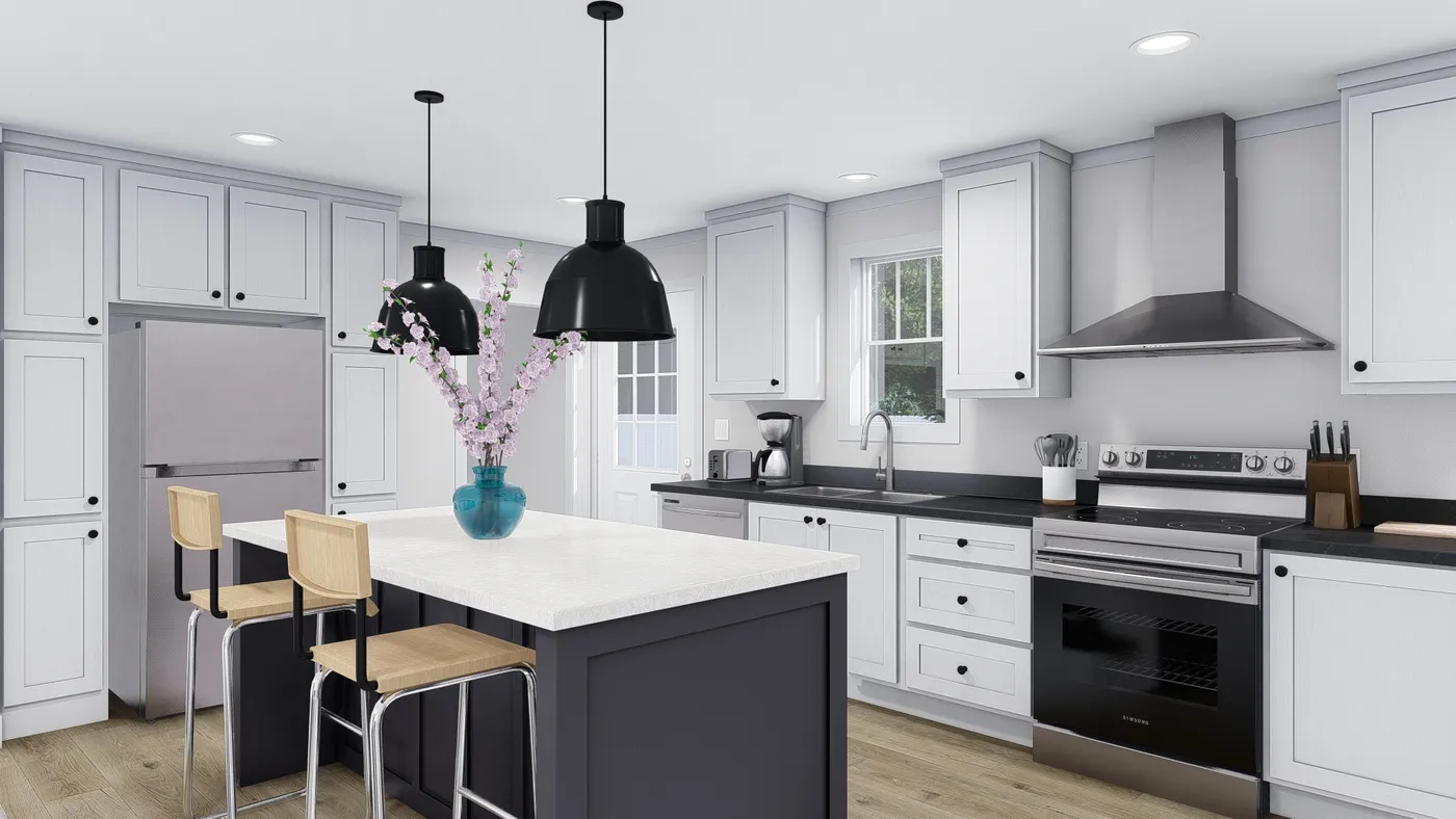 The MY GIRL Kitchen. This Manufactured Mobile Home features 3 bedrooms and 2 baths.
