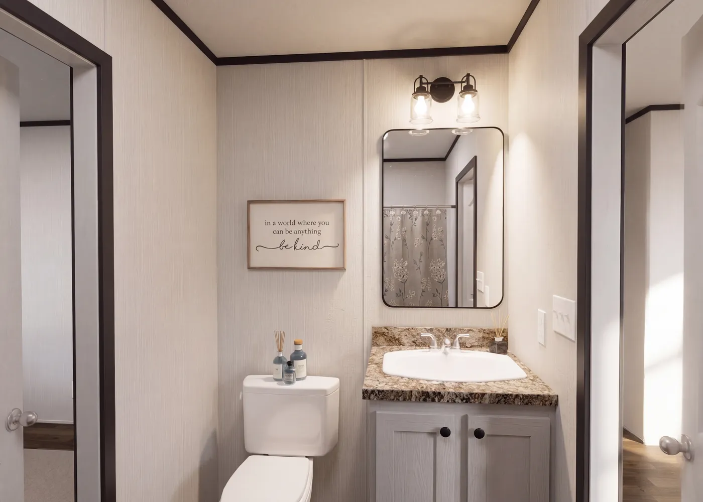 The THE FUSION 32H Guest Bathroom. This Manufactured Mobile Home features 5 bedrooms and 3 baths.