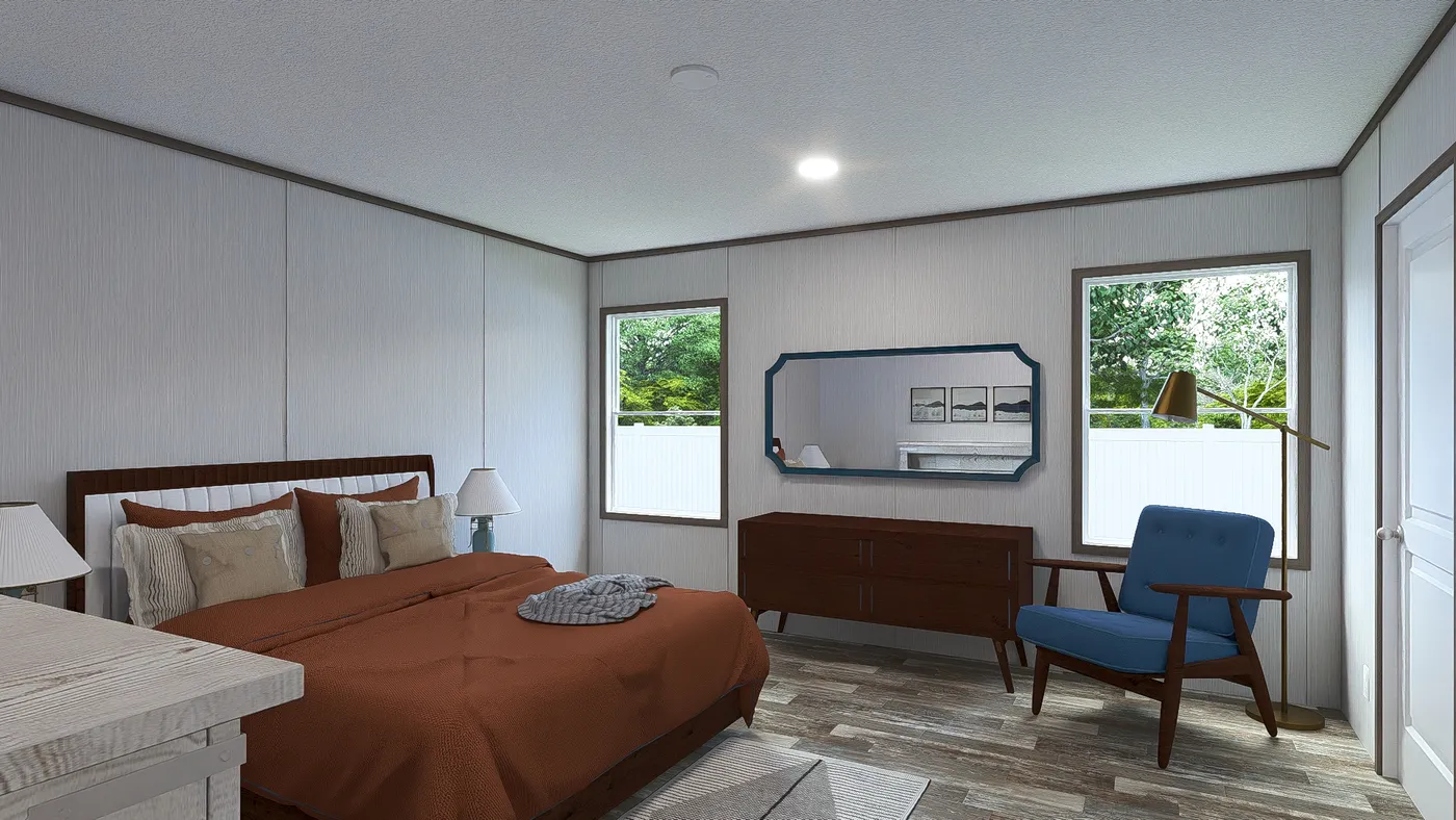 The ULTRA PRO JEWEL 3 BR 32X60 Primary Bedroom. This Manufactured Mobile Home features 3 bedrooms and 2 baths.