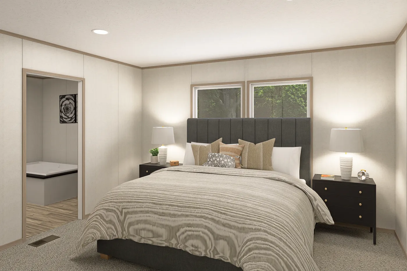 The THE EAGLE 76 Primary Bedroom. This Manufactured Mobile Home features 5 bedrooms and 2 baths.