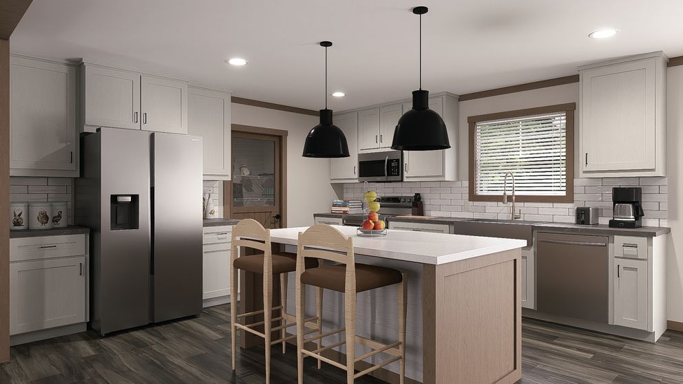 The EVERETT ELITE Kitchen. This Manufactured Mobile Home features 4 bedrooms and 3 baths.