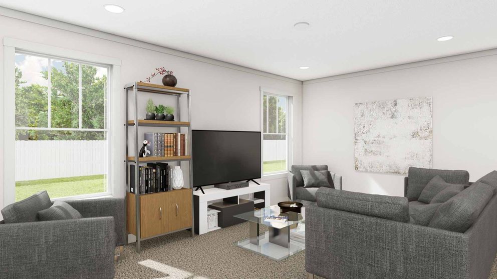The STAND BY ME Living Room. This Manufactured Mobile Home features 3 bedrooms and 2 baths.