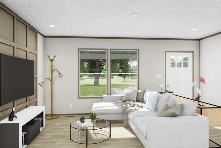 The BOONE Living Room. This Manufactured Mobile Home features 4 bedrooms and 2 baths.