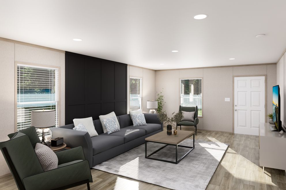The TRADITION 3260 Living Room. This Manufactured Mobile Home features 3 bedrooms and 2 baths.