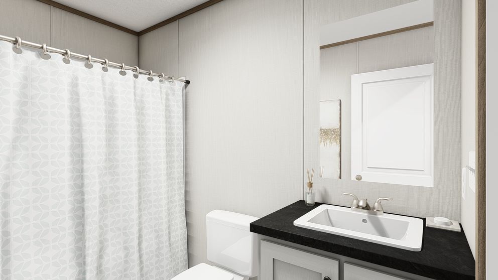 The HAVEN Guest Bathroom. This Manufactured Mobile Home features 3 bedrooms and 2 baths.