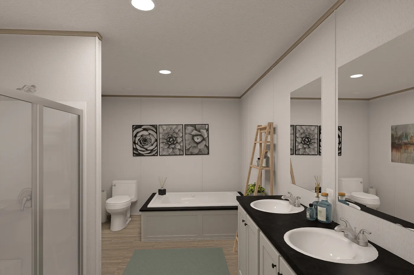 The THE EAGLE 48 Primary Bathroom. This Manufactured Mobile Home features 3 bedrooms and 2 baths.