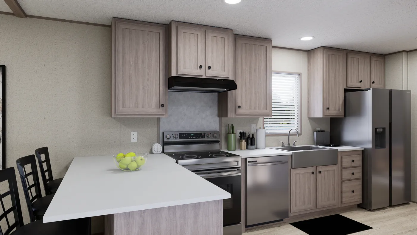 The THE ANNIVERSARY 76 Kitchen. This Manufactured Mobile Home features 3 bedrooms and 2 baths.