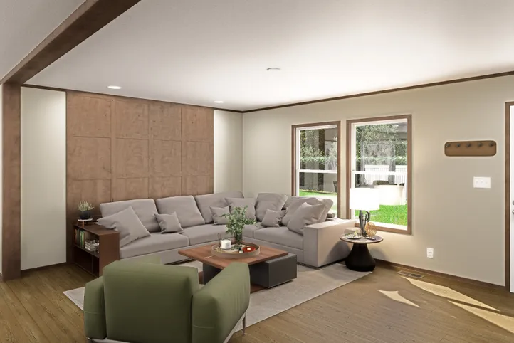 The FIJI Living Room. This Manufactured Mobile Home features 3 bedrooms and 2 baths.