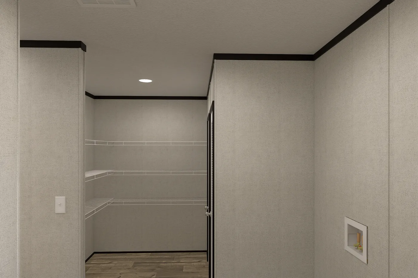 The THE MOUNTAINEER 48 Utility Room. This Manufactured Mobile Home features 3 bedrooms and 2 baths.