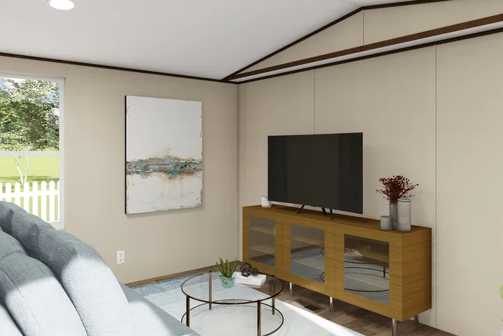 The DELIGHT Living Room. This Manufactured Mobile Home features 2 bedrooms and 2 baths.