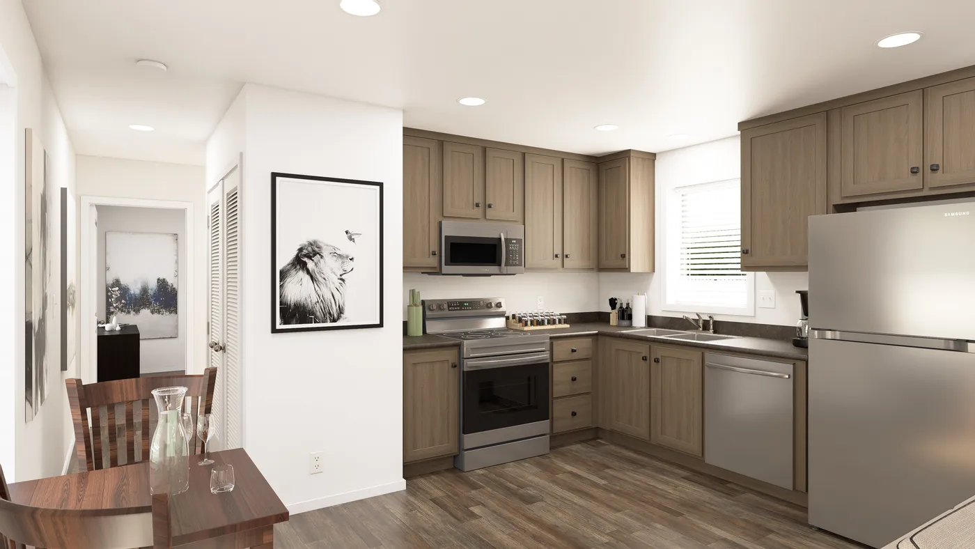 The DRM661N 1566' DREAM Kitchen. This Manufactured Mobile Home features 3 bedrooms and 2 baths.