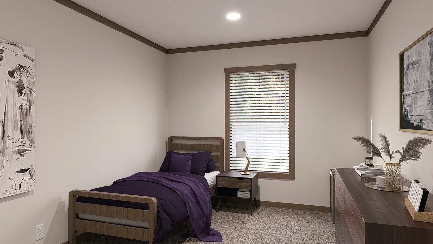 The SAWYER ELITE Guest Bedroom. This Manufactured Mobile Home features 3 bedrooms and 2 baths.