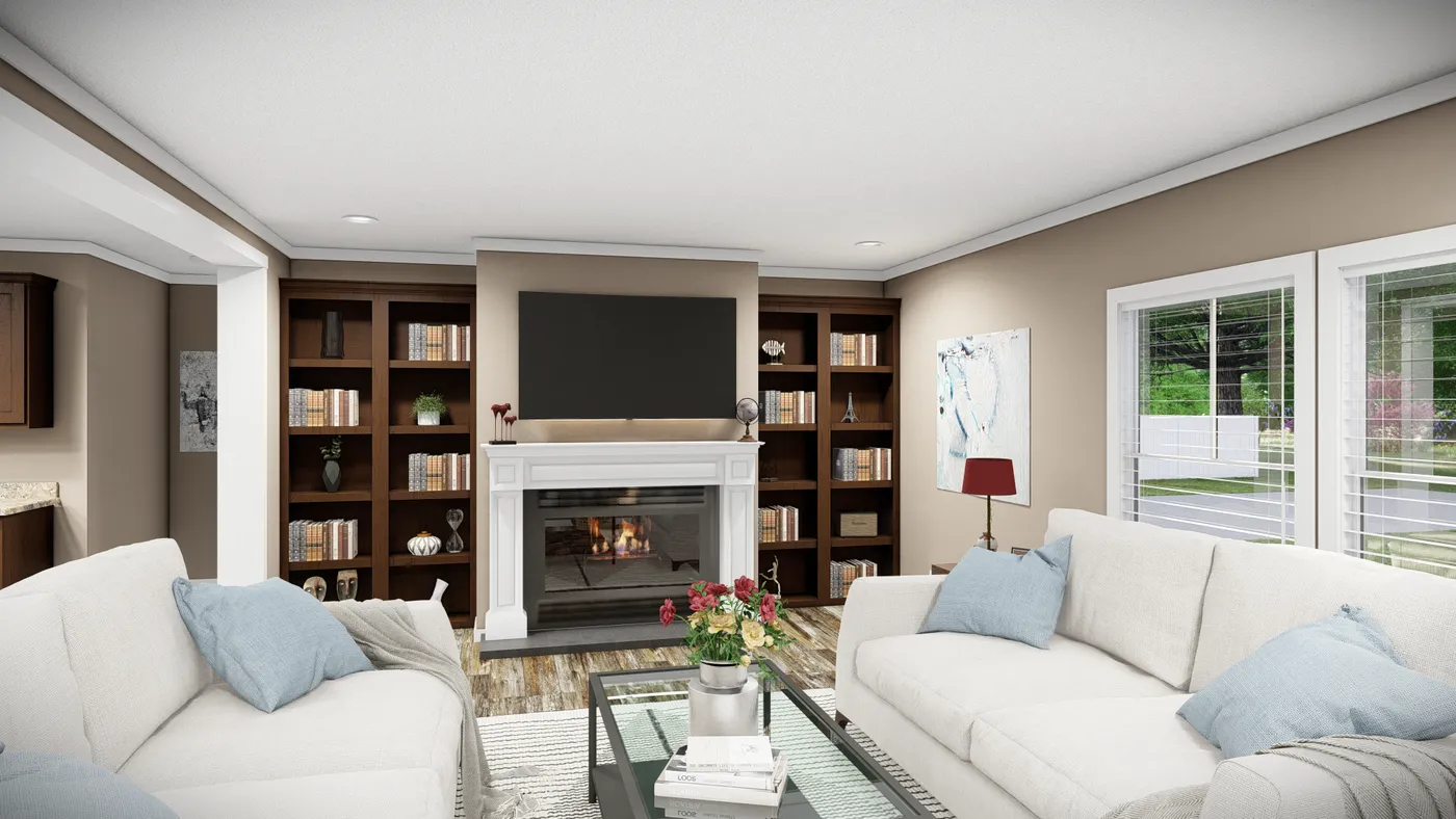 The THE LLOYD II Living Room. This Manufactured Mobile Home features 3 bedrooms and 2 baths.