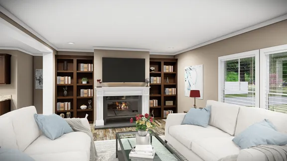 The THE LLOYD II Living Room. This Manufactured Mobile Home features 3 bedrooms and 2 baths.
