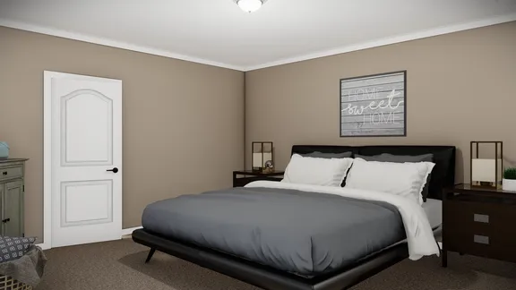 The THE BRYANT Primary Bedroom. This Manufactured Mobile Home features 4 bedrooms and 2 baths.