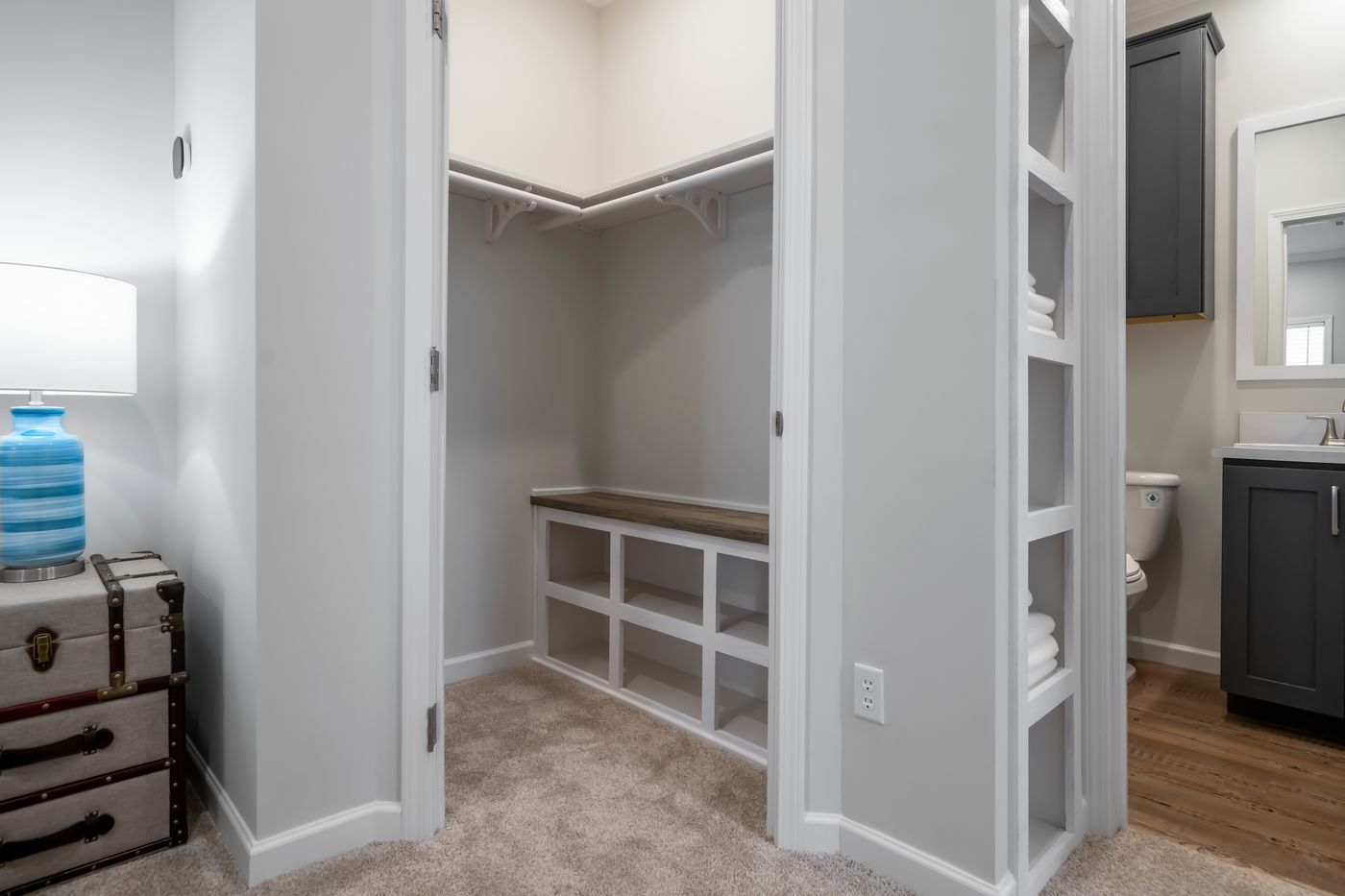 The TIFFANY Primary Bedroom. This Manufactured Mobile Home features 2 bedrooms and 2 baths.