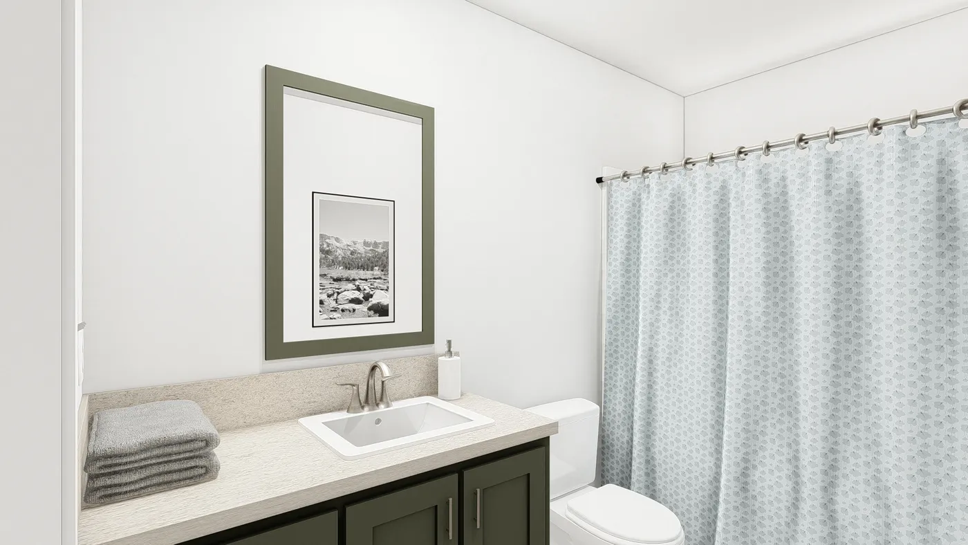 The DRM484F 48'              DREAM Guest Bathroom. This Manufactured Mobile Home features 4 bedrooms and 2 baths.