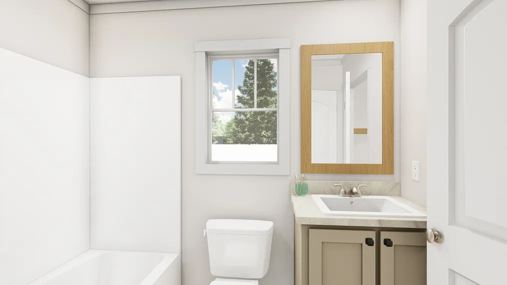 The YESTERDAY Primary Bathroom. This Manufactured Mobile Home features 1 bedroom and 1 bath.