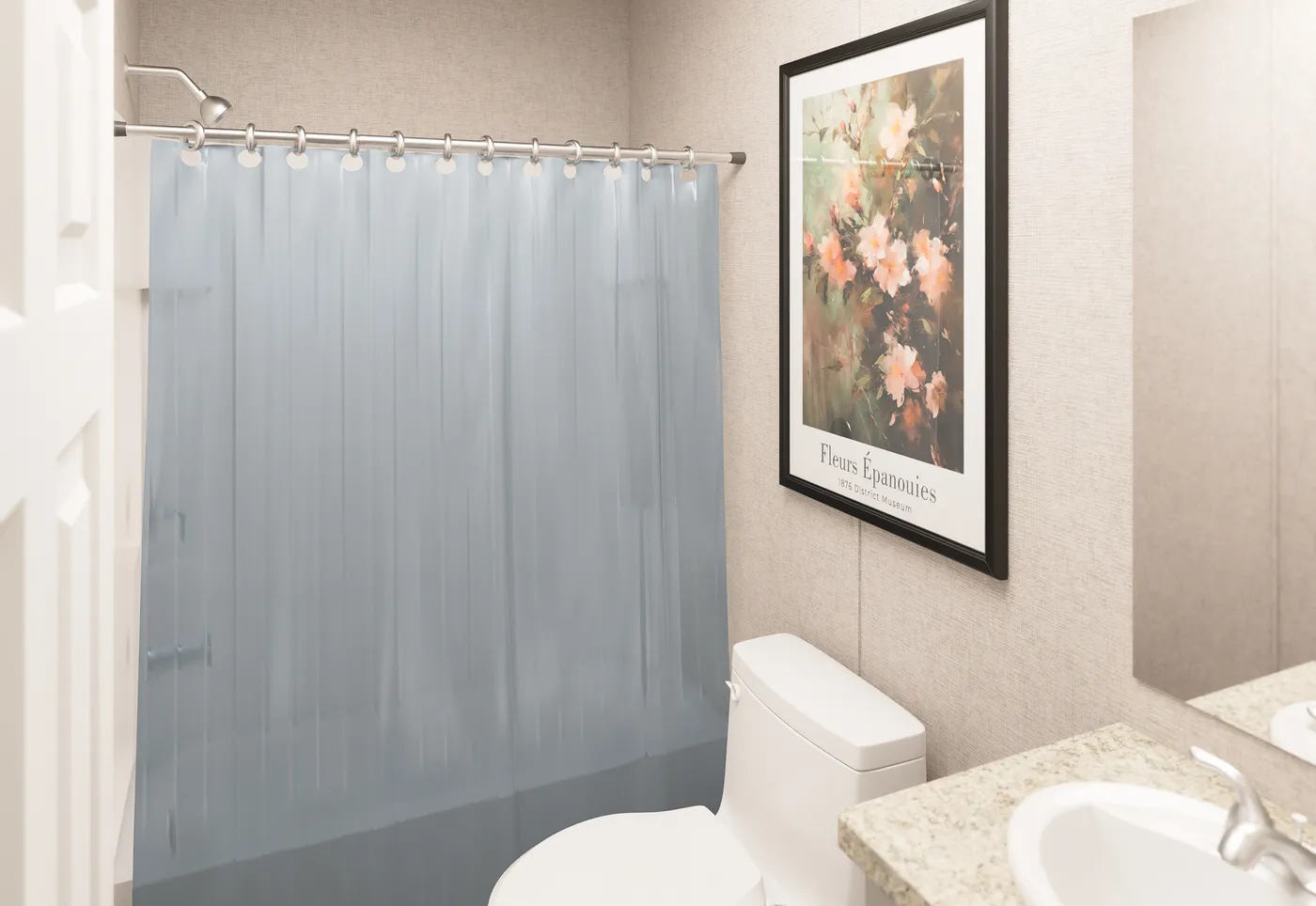 The CEDAR Guest Bathroom. This Manufactured Mobile Home features 3 bedrooms and 2 baths.