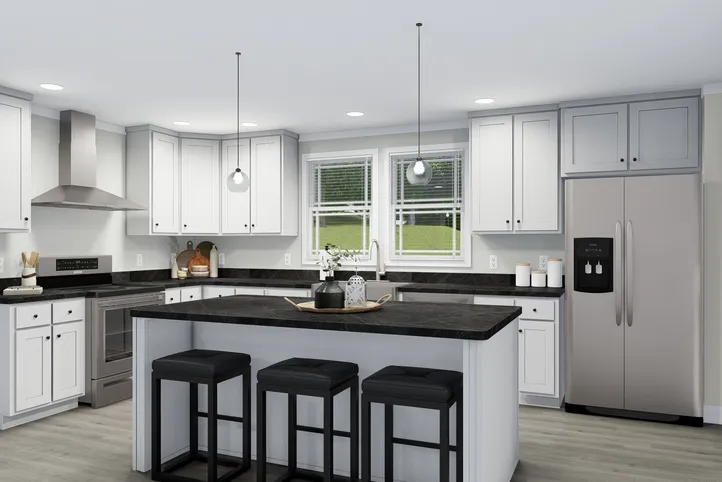 The THE BREEZE Kitchen. This Manufactured Mobile Home features 3 bedrooms and 2 baths.