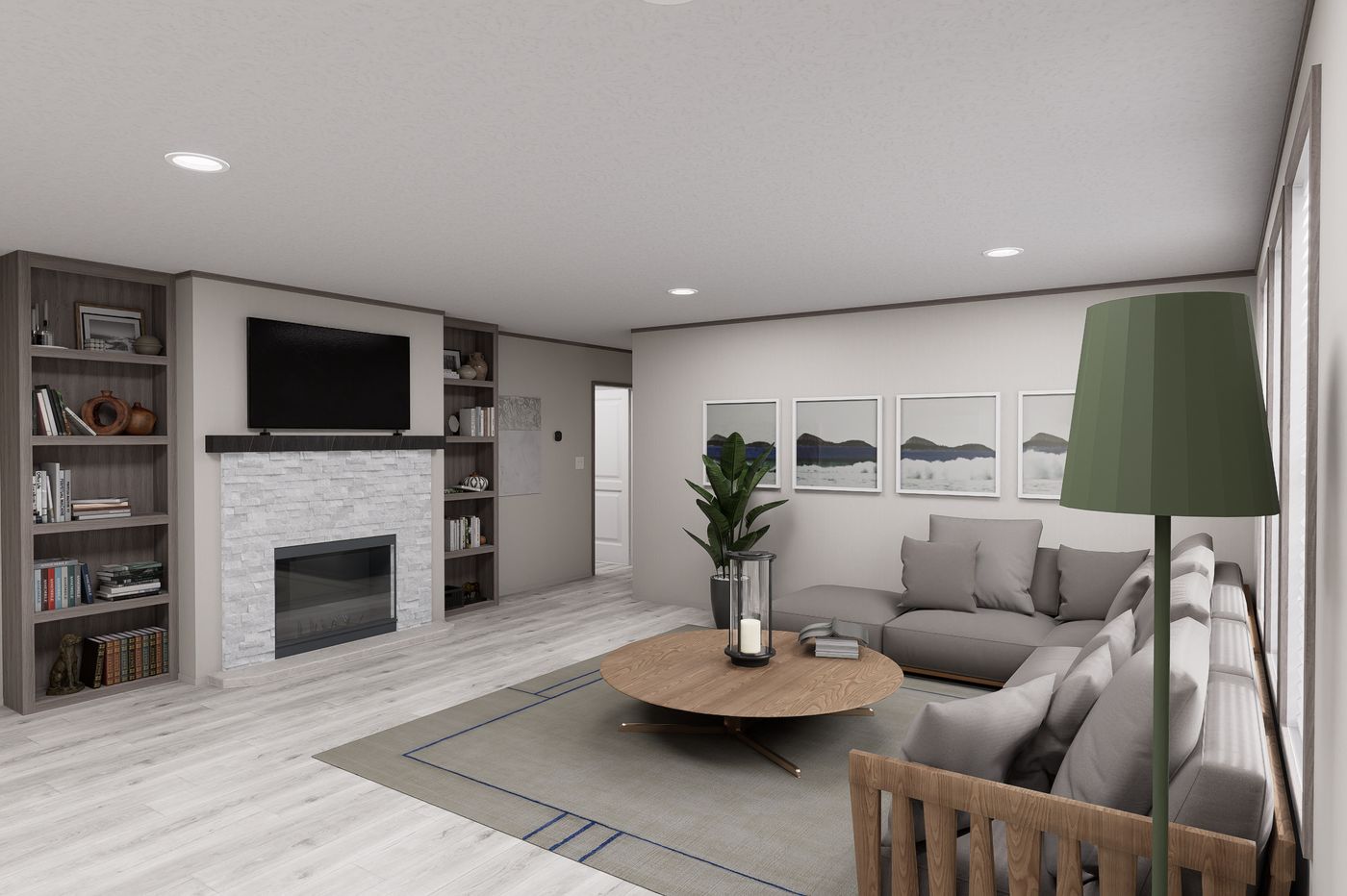 The DIAMOND Living Room. This Manufactured Mobile Home features 3 bedrooms and 2 baths.