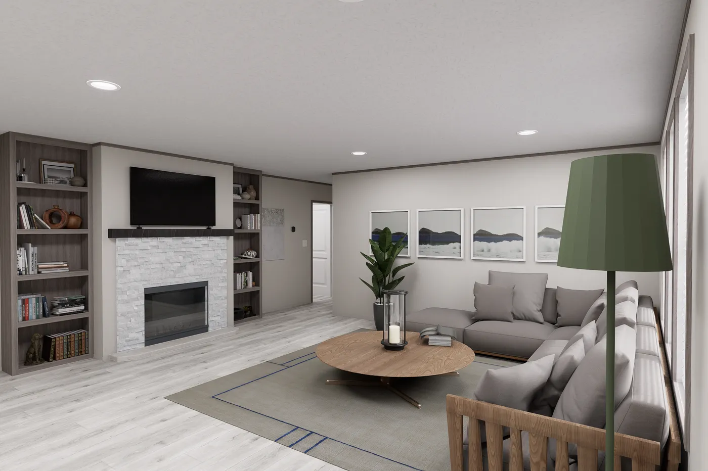 The DIAMOND Living Room. This Manufactured Mobile Home features 3 bedrooms and 2 baths.