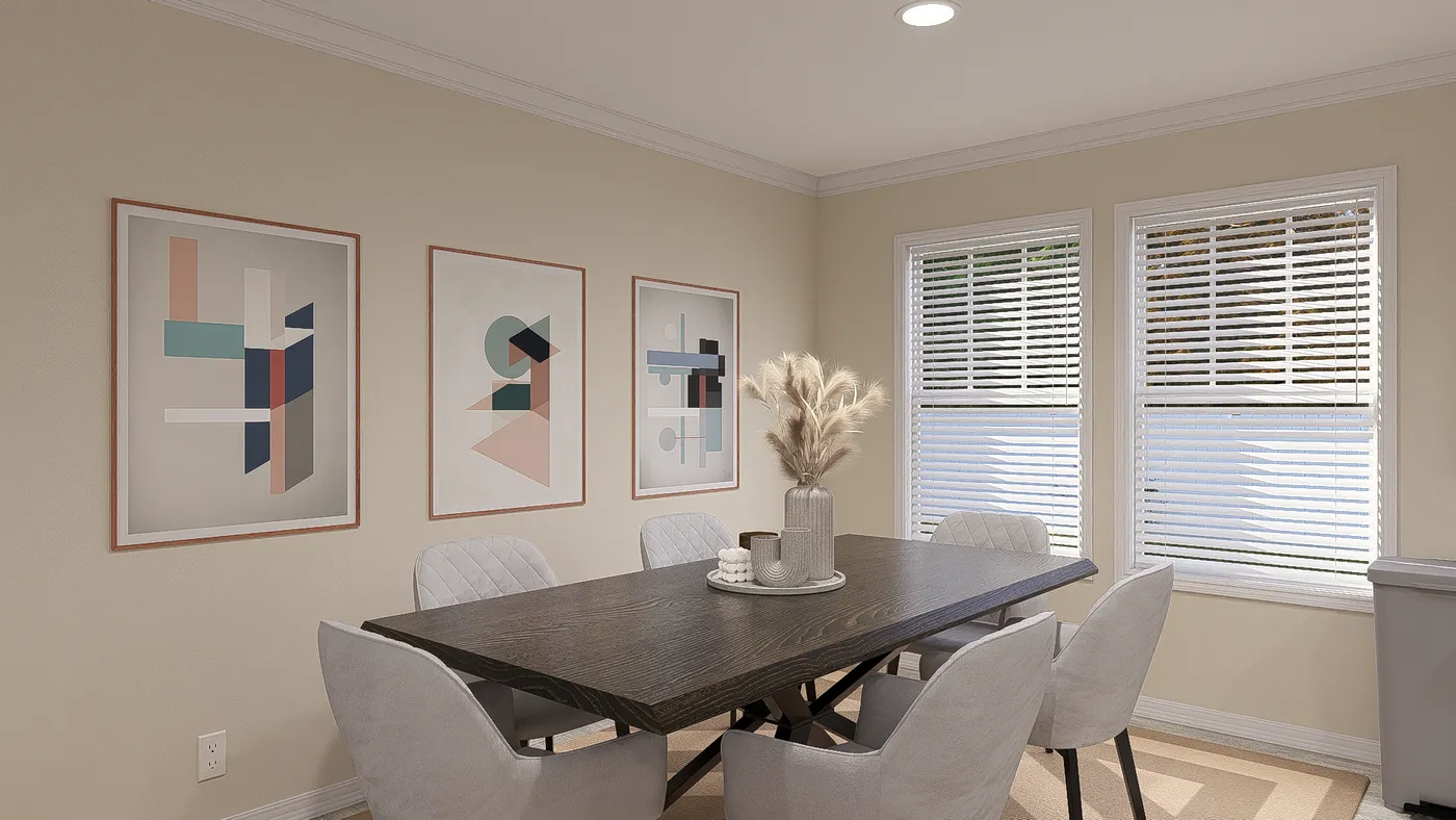 The 3031 "BIRDIE" 6428 Dining Room. This Manufactured Mobile Home features 4 bedrooms and 2 baths.