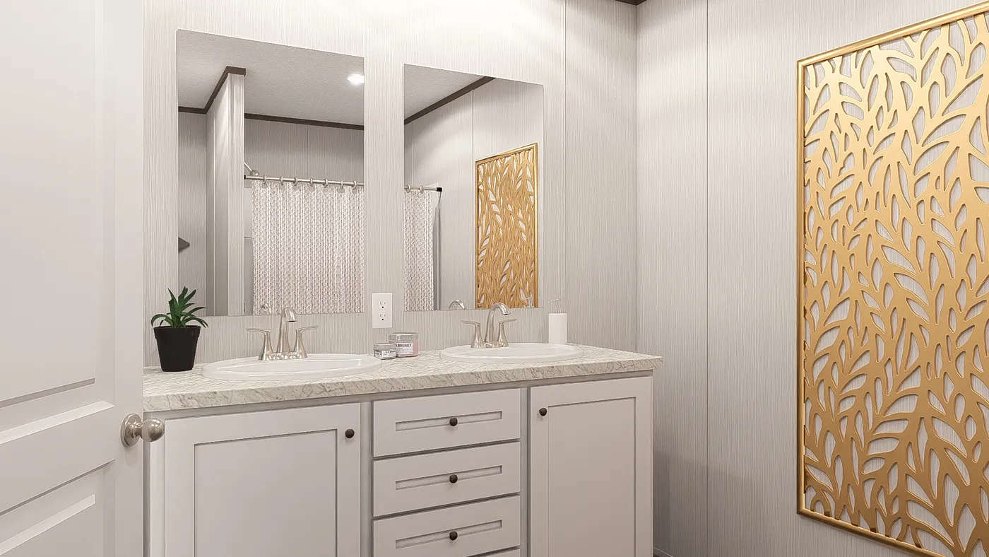 The LEGEND ANNIVERSARY 16X76 Primary Bathroom. This Manufactured Mobile Home features 3 bedrooms and 2 baths.
