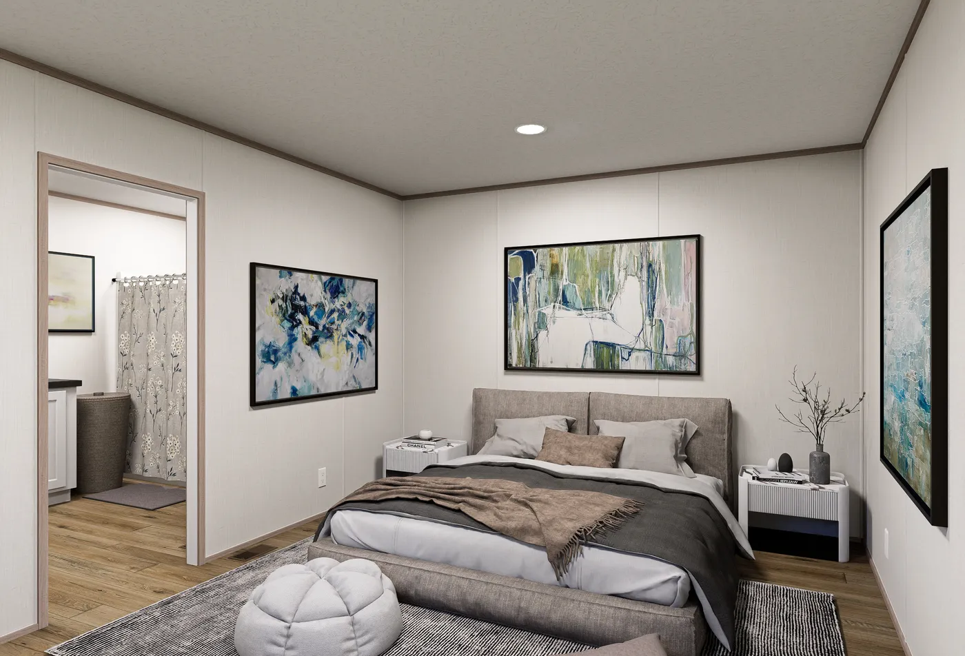 The OASIS Primary Bedroom. This Manufactured Mobile Home features 3 bedrooms and 2 baths.