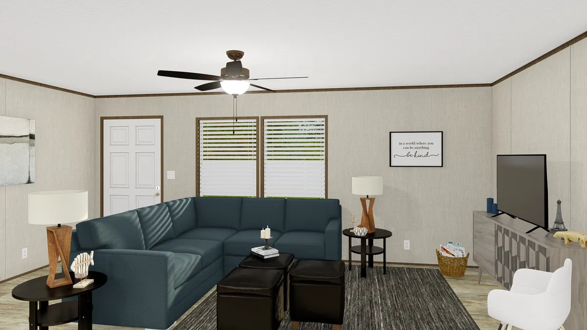 The GRAND LIVING 64 Living Room. This Manufactured Mobile Home features 3 bedrooms and 2 baths.