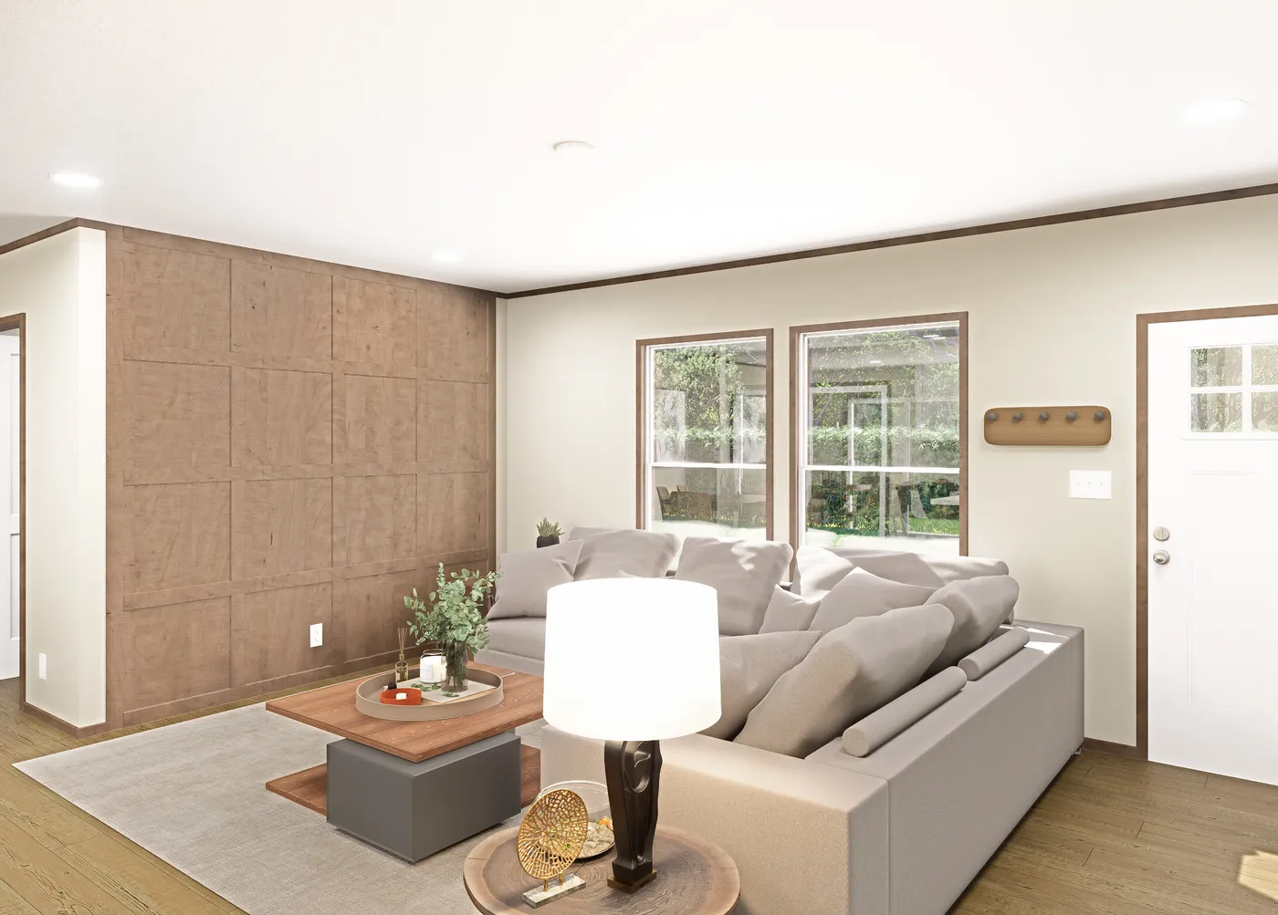The DESOTO Living Room. This Manufactured Mobile Home features 3 bedrooms and 2 baths.