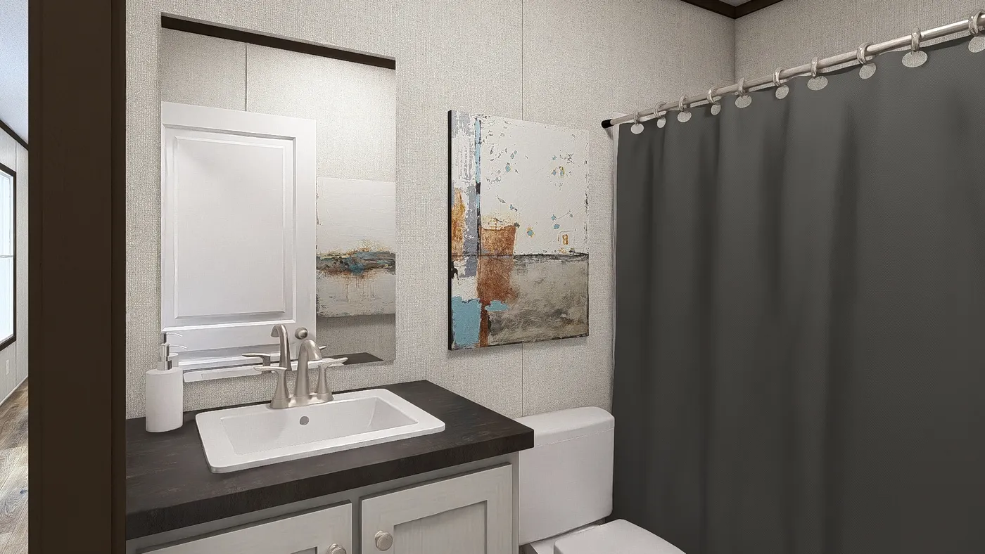 The SPIRIT Guest Bathroom. This Manufactured Mobile Home features 2 bedrooms and 2 baths.