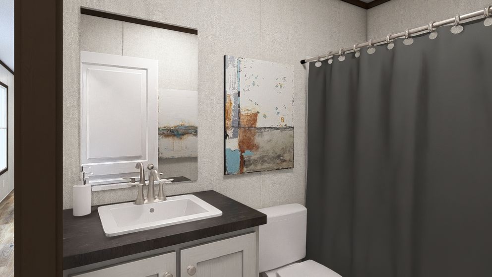 The SPIRIT Guest Bathroom. This Manufactured Mobile Home features 2 bedrooms and 2 baths.