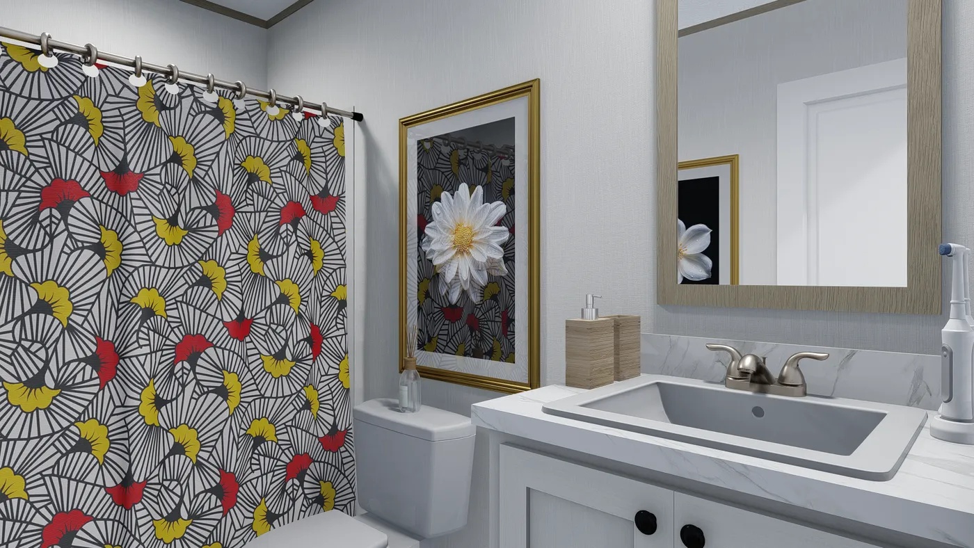 The HARTFORD Guest Bathroom. This Manufactured Mobile Home features 3 bedrooms and 2 baths.