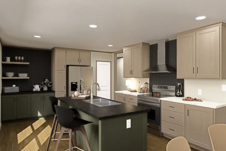 The RAINIER Kitchen. This Manufactured Mobile Home features 4 bedrooms and 3 baths.