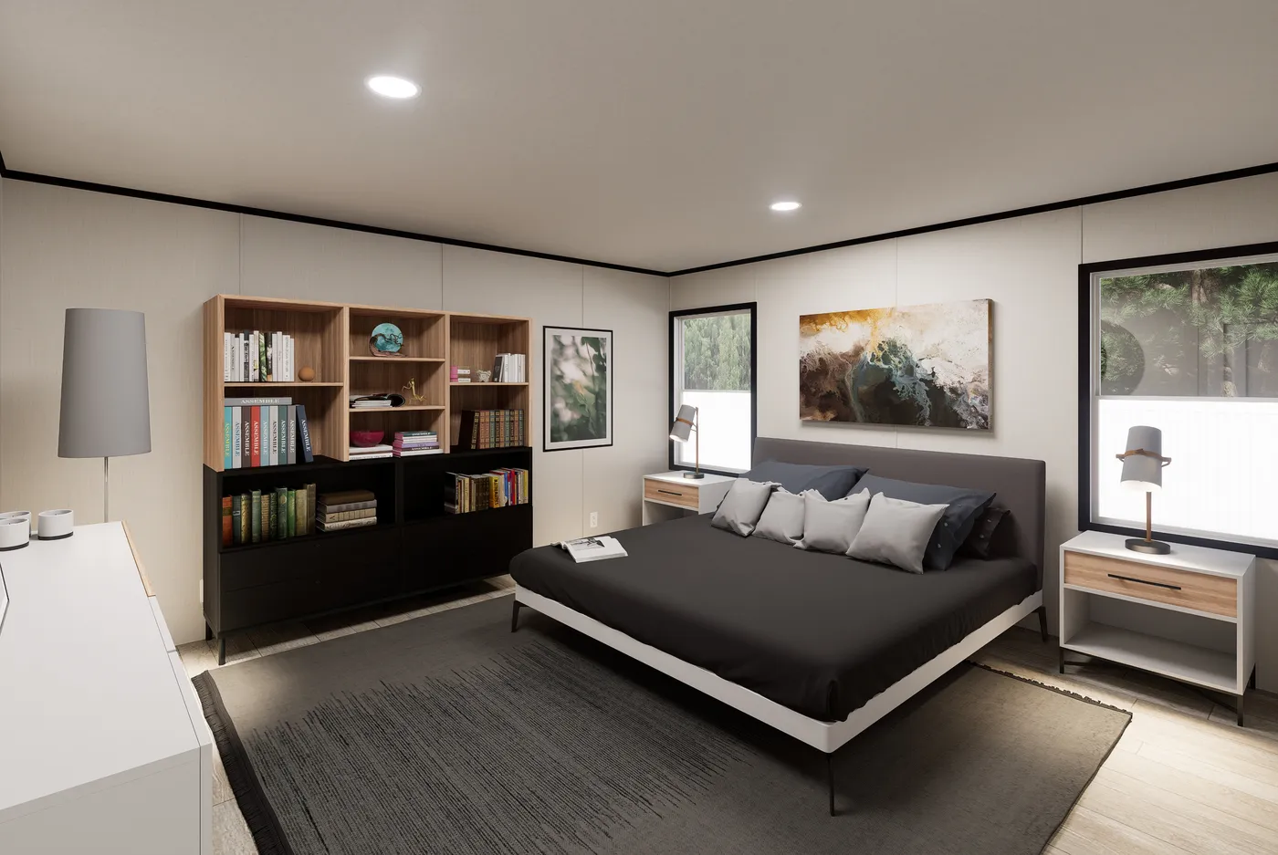 The ULTRA FLEX JEWEL GRANDE Primary Bedroom. This Manufactured Mobile Home features 4 bedrooms and 2 baths.