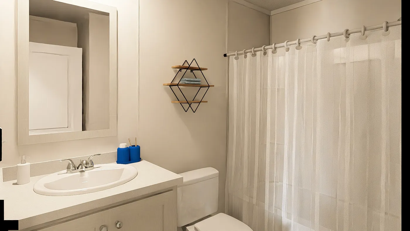 The ZIRCON Primary Bathroom. This Manufactured Mobile Home features 3 bedrooms and 2 baths.