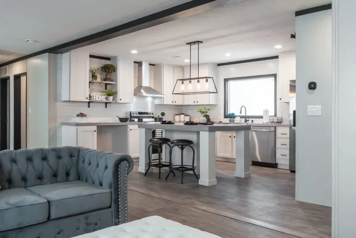 The BREEZE FARMHOUSE Kitchen. This Manufactured Mobile Home features 3 bedrooms and 2 baths.