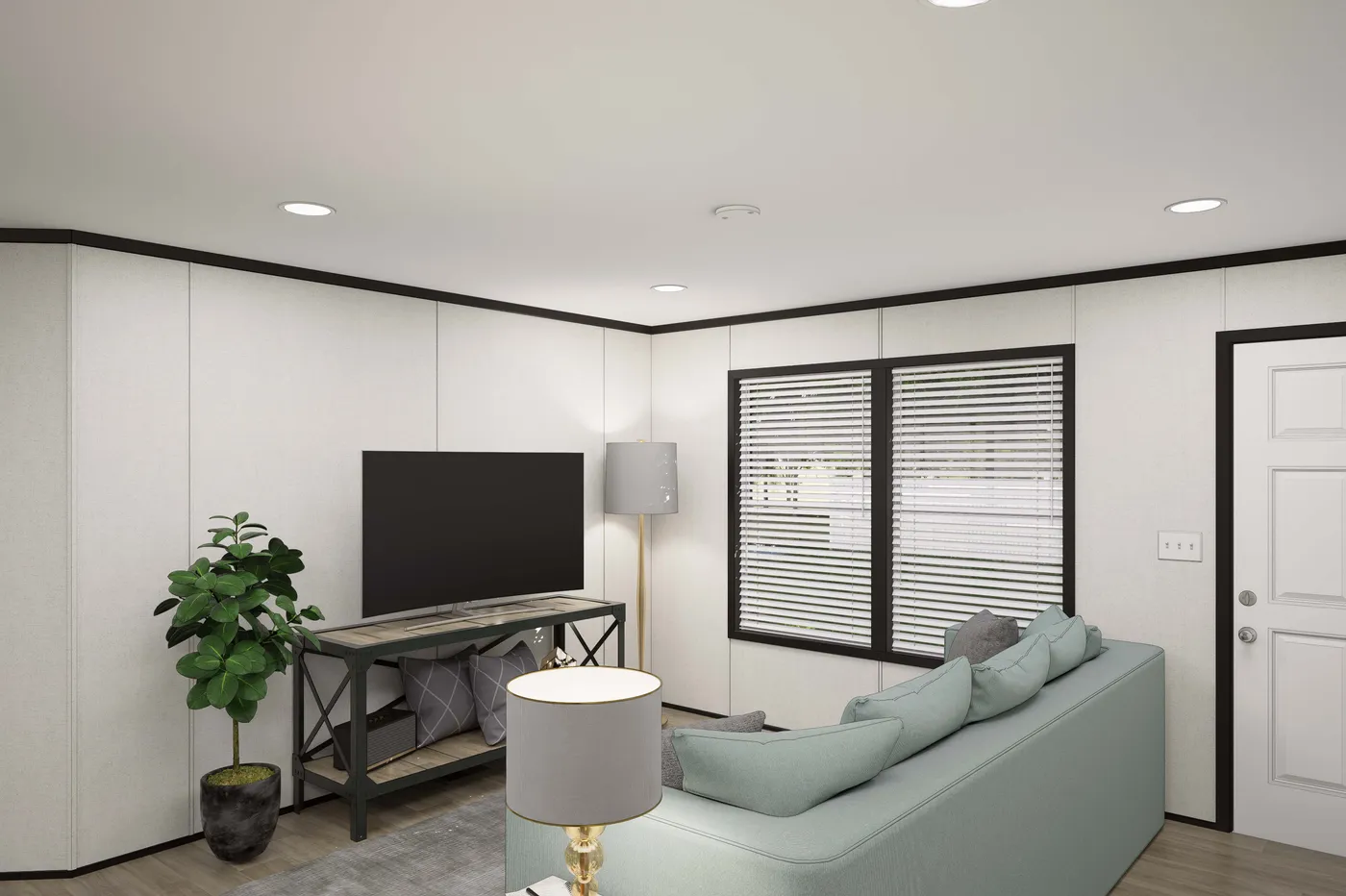 The PLATINUM ANNIVERSARY Living Room. This Manufactured Mobile Home features 3 bedrooms and 2 baths.