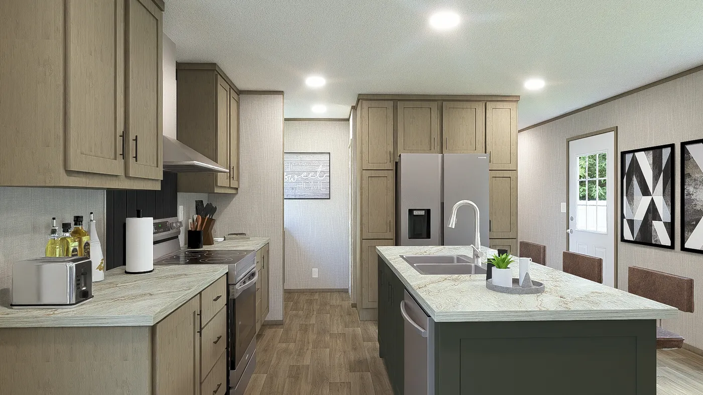 Charwood. The ZION Kitchen. This Manufactured Mobile Home features 3 bedrooms and 2 baths.