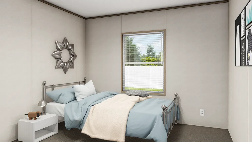 The THE SOUTHERN FARMHOUSE Bedroom. This Manufactured Mobile Home features 3 bedrooms and 2 baths.