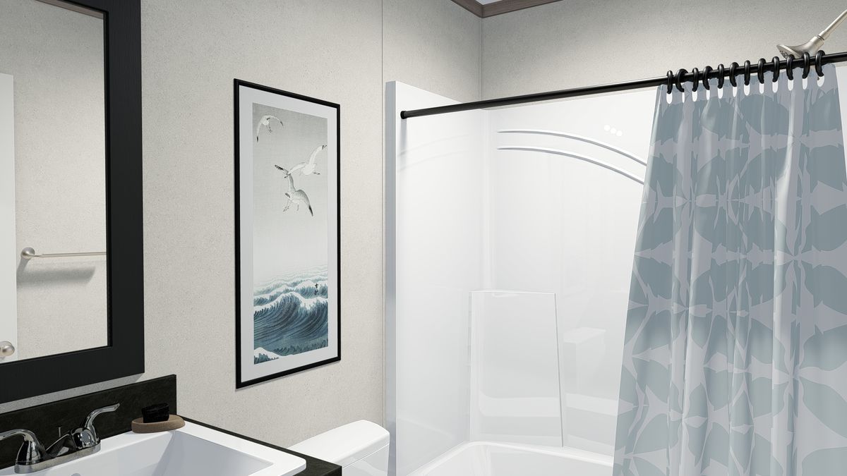 The 6016-4779 THE PULSE Guest Bathroom. This Manufactured Mobile Home features 2 bedrooms and 2 baths.