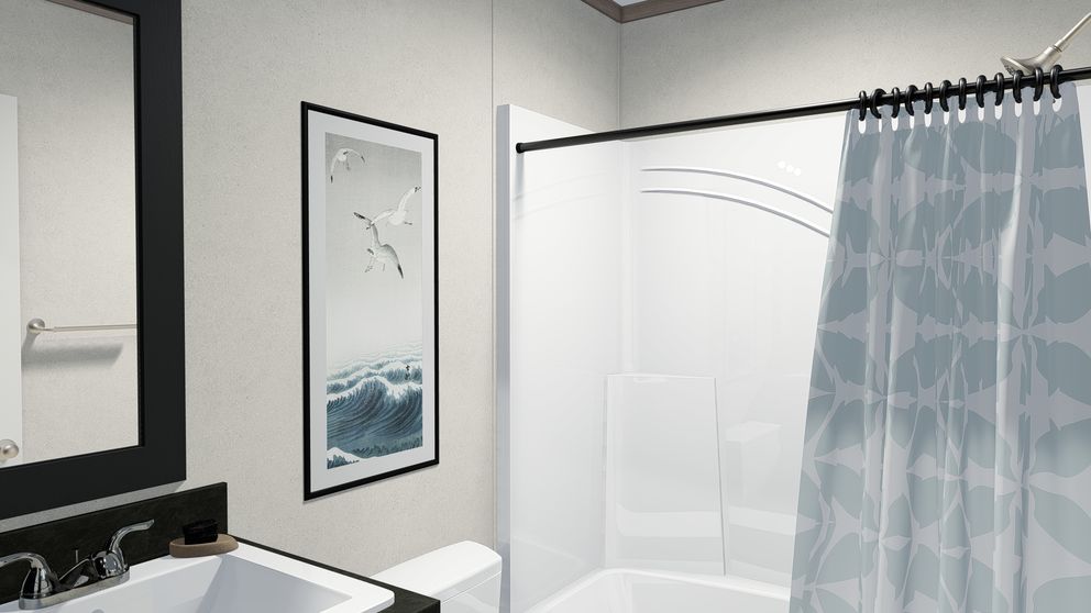 The 6016-4779 THE PULSE Guest Bathroom. This Manufactured Mobile Home features 2 bedrooms and 2 baths.