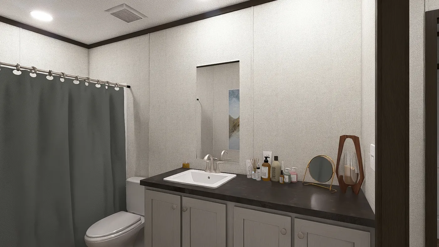The EMPOWER Guest Bathroom. This Manufactured Mobile Home features 4 bedrooms and 2 baths.