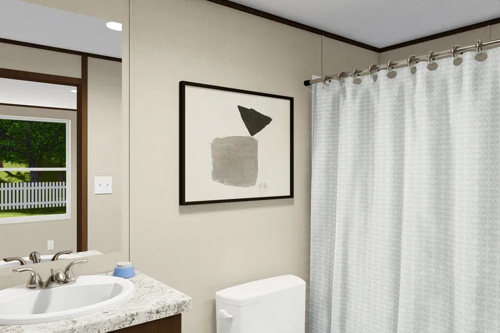 The SPLENDOR Guest Bathroom. This Manufactured Mobile Home features 3 bedrooms and 2 baths.