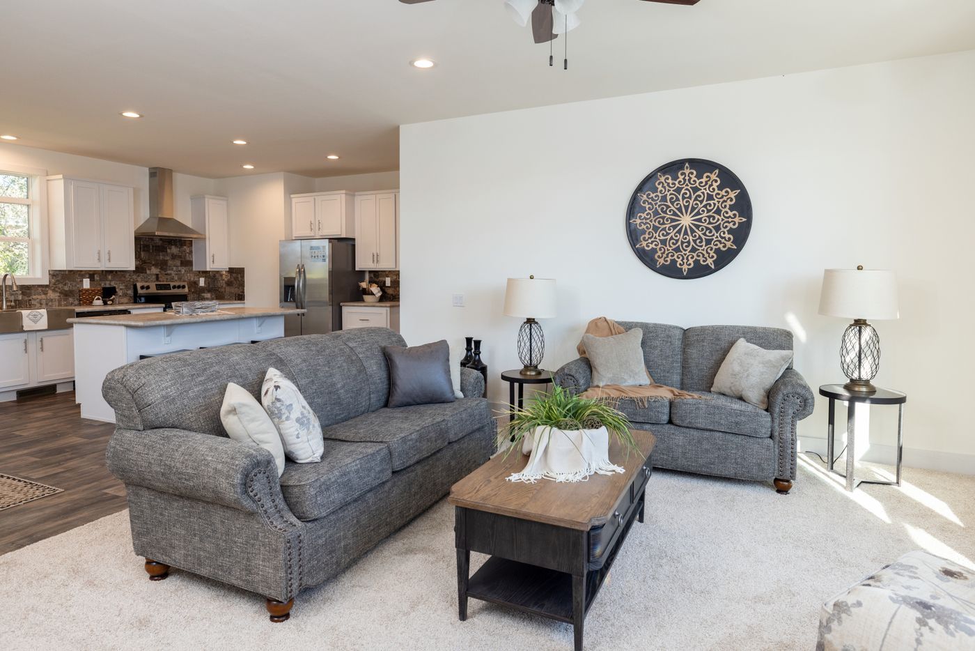 The 50TH ANNIVERSARY MOD Living Room. This Modular Home features 3 bedrooms and 2 baths.