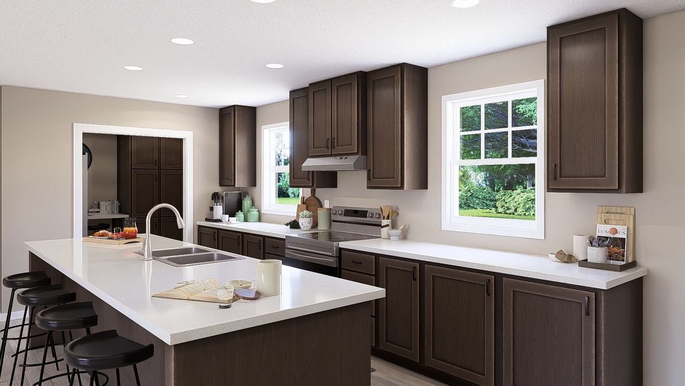 The BUTLER PLACE/6428-MS056 SECT Kitchen. This Manufactured Mobile Home features 3 bedrooms and 3 baths.