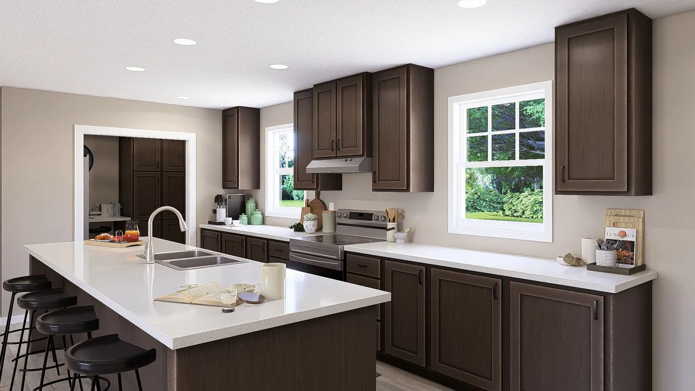 The BUTLER PLACE/6428-MS056 SECT Kitchen. This Manufactured Mobile Home features 3 bedrooms and 3 baths.