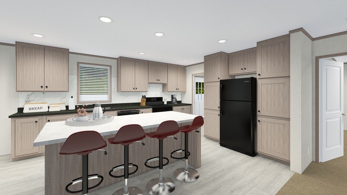 The 5628-E787 THE PULSE Kitchen. This Manufactured Mobile Home features 3 bedrooms and 2 baths.